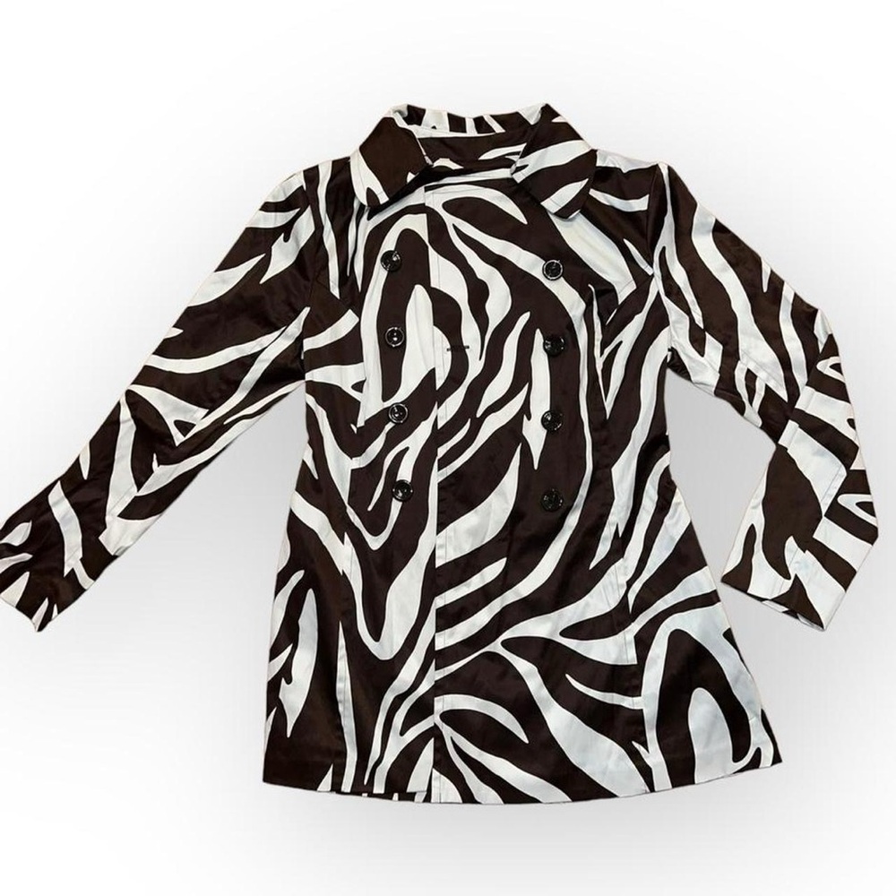 Zebra Print Double-Breasted Coat